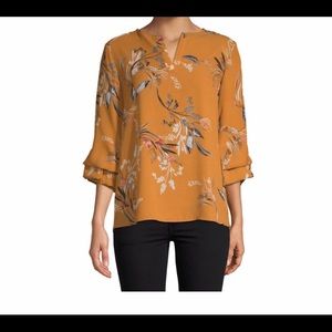 Ivanka Trump Floral Ruffle Sleeve Blouse